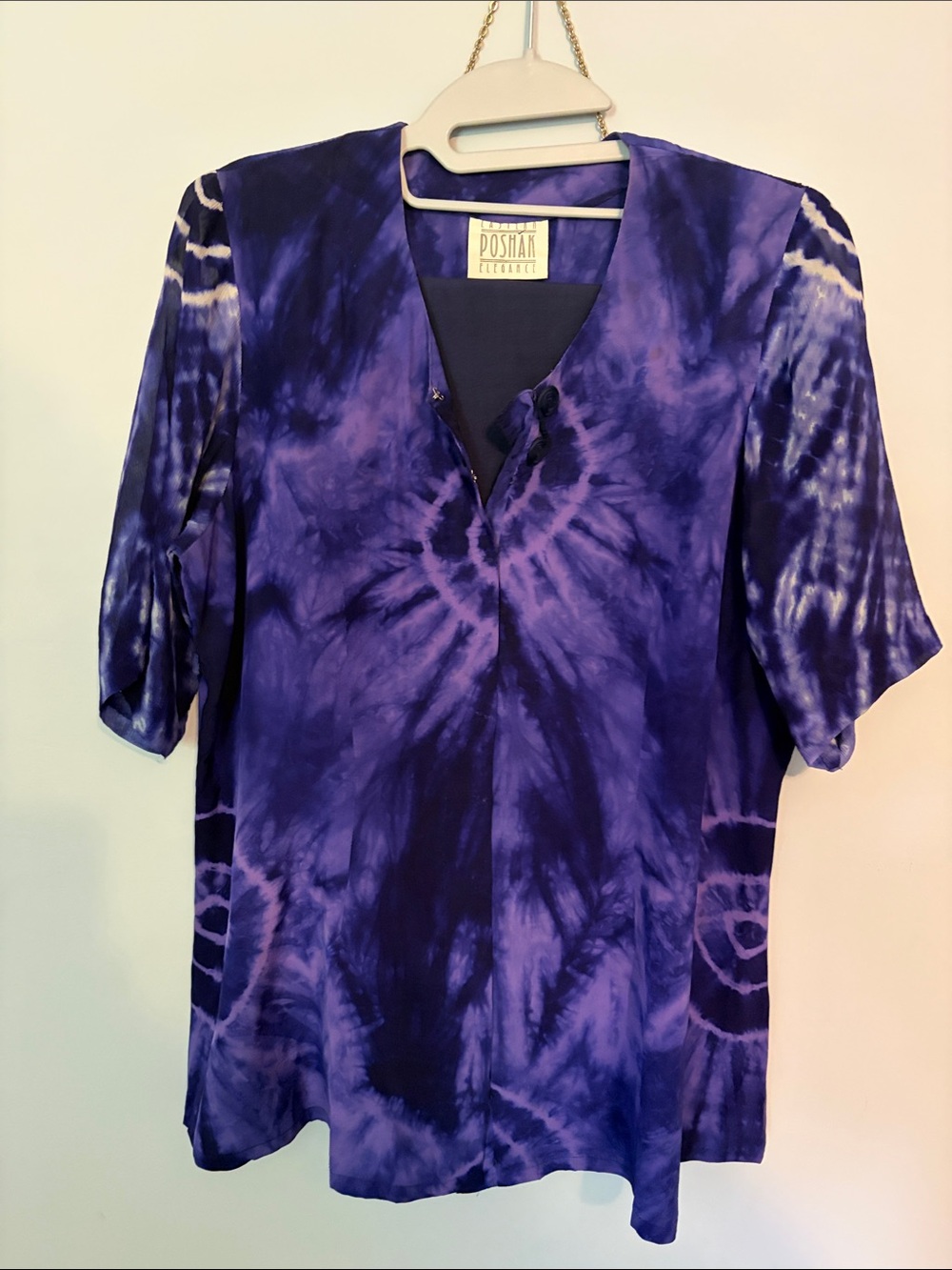 Posh Women's Purple Tie-Dye V-Neck Tunic